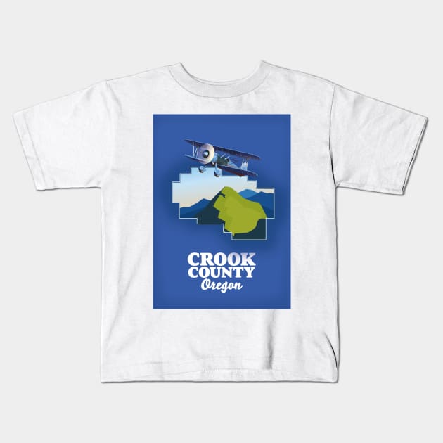 Crook County Oregon map Kids T-Shirt by nickemporium1